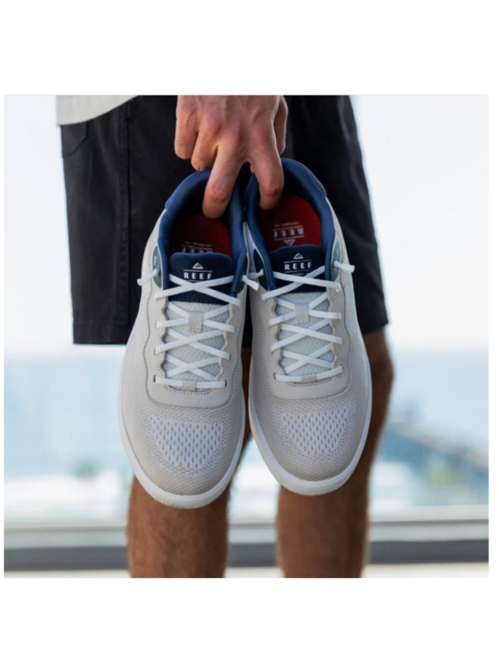 Reef Men's Shoreline Del Mar Breathable Knit Sneakers - Tan/White/Navy - Picture 4 of 8